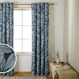 Habitat Leaf Blackout Eyelet Curtain - Blue