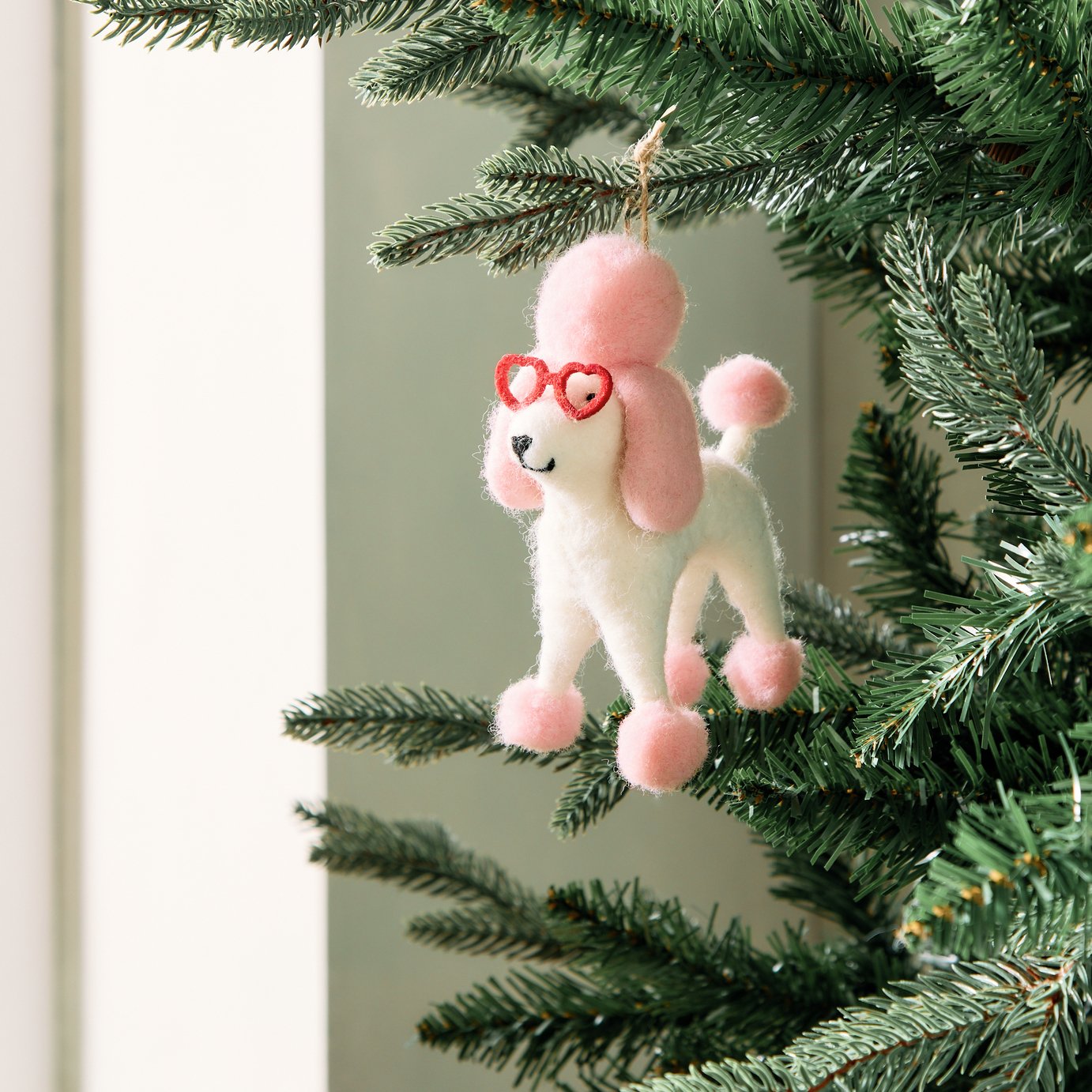 Habitat Single Felt Poodle Christmas Hanging Ornament