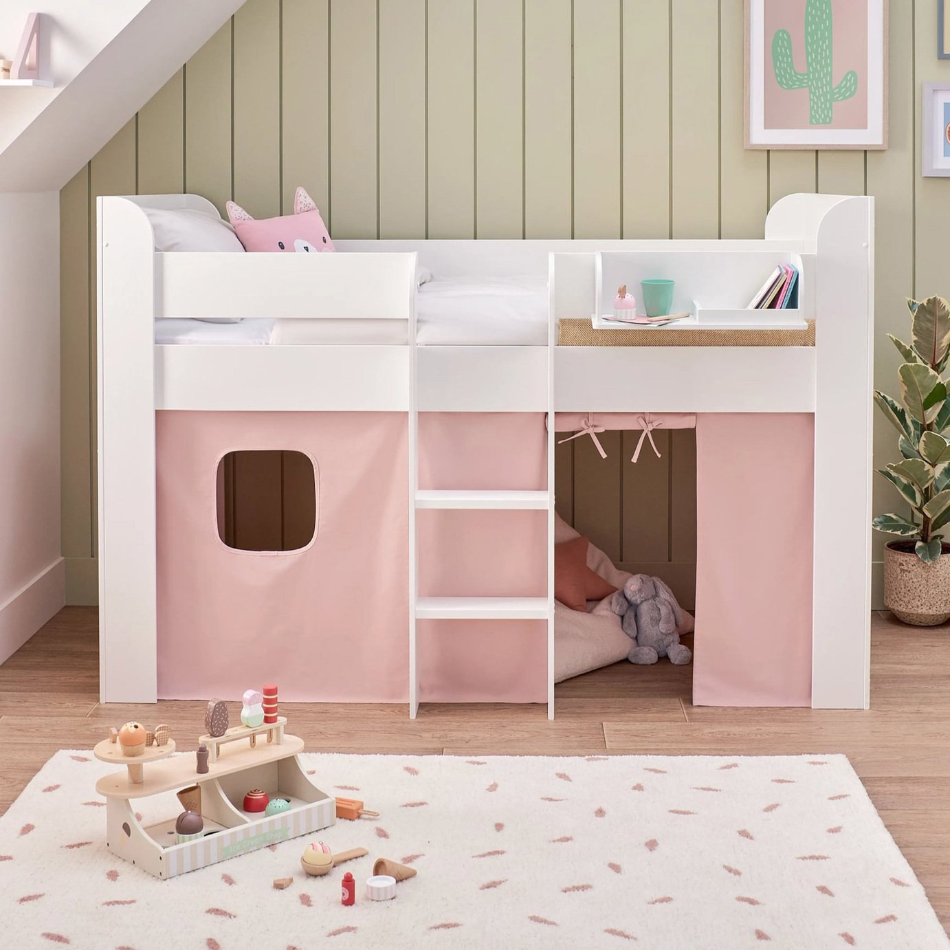 Great Little Trading Company Paddington Midsleeper Bed -Pink
