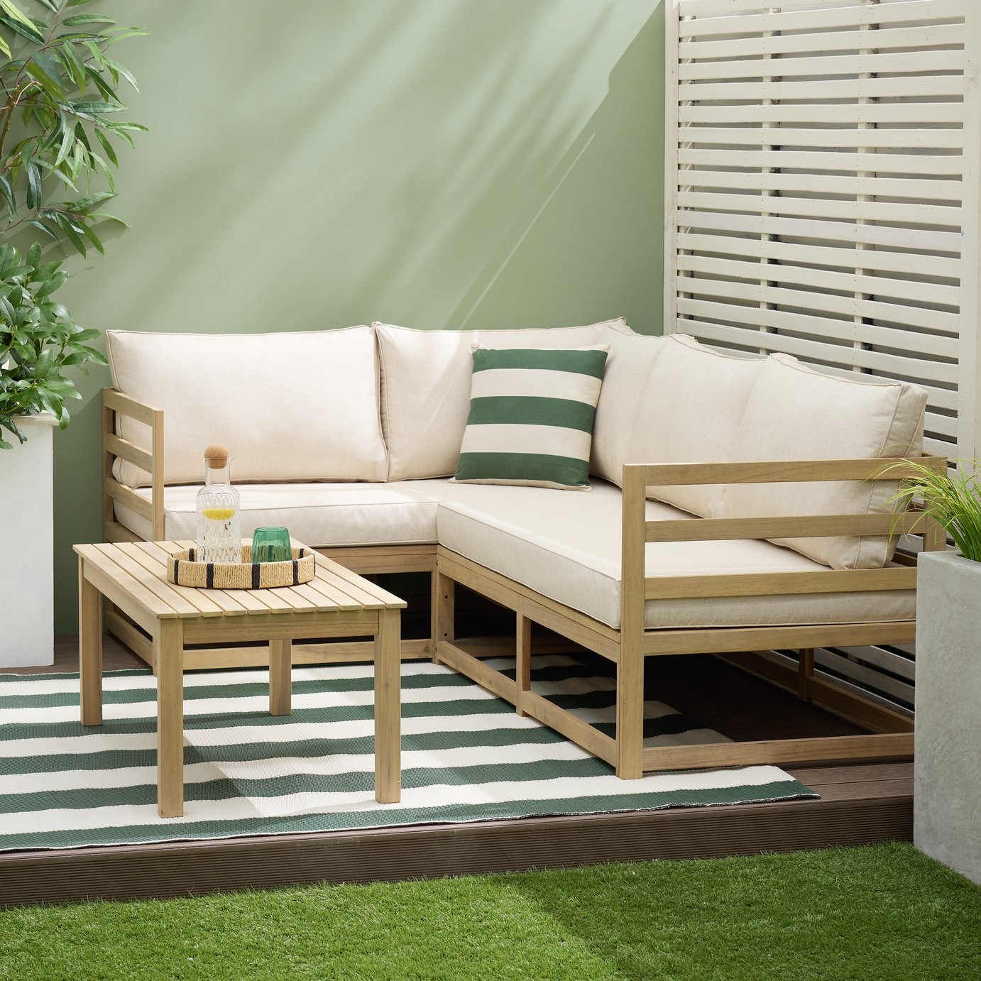 Habitat Evissa 5 Seater Wooden Garden Corner Sofa Set