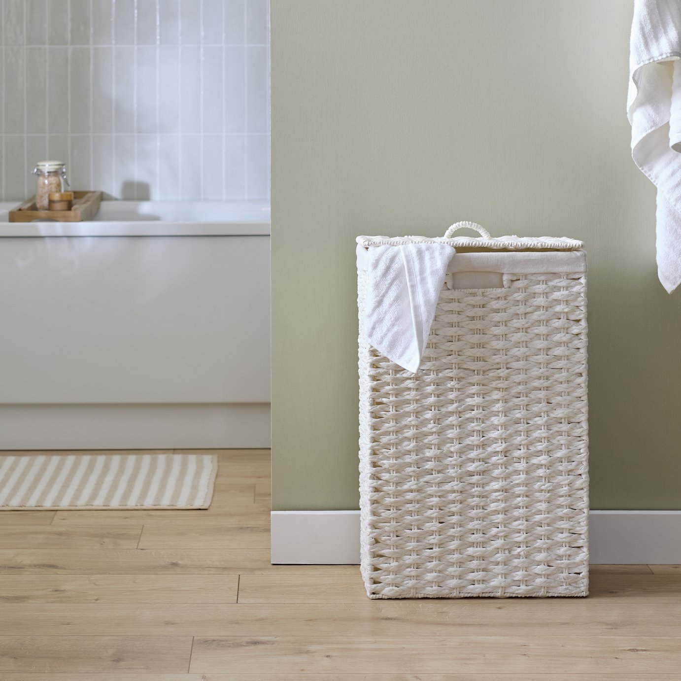 Argos Home 45L Slimline Woven Laundry Hamper - White
