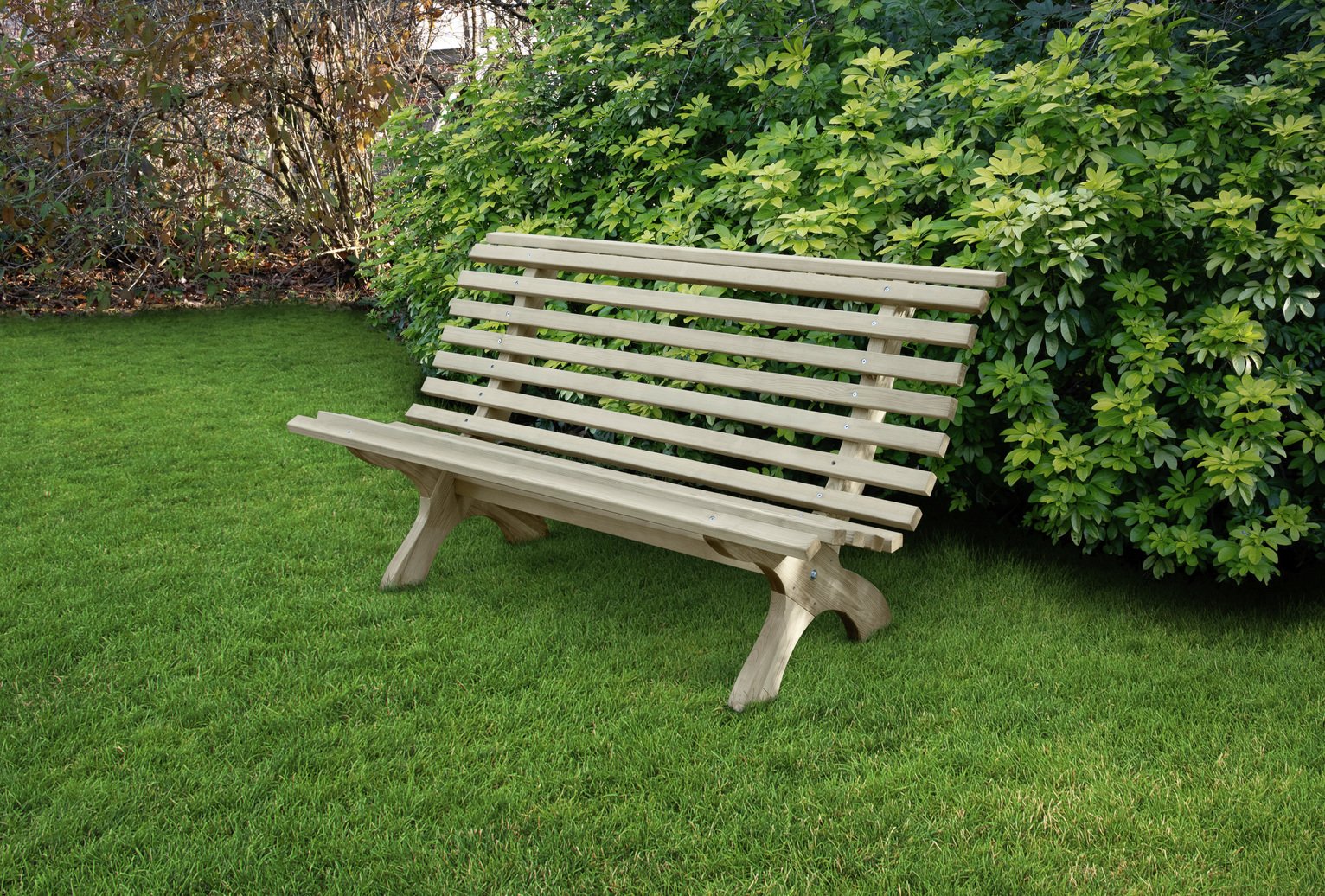 Forest Garden Kuba 3 Seater Wooden Garden Bench - Natural