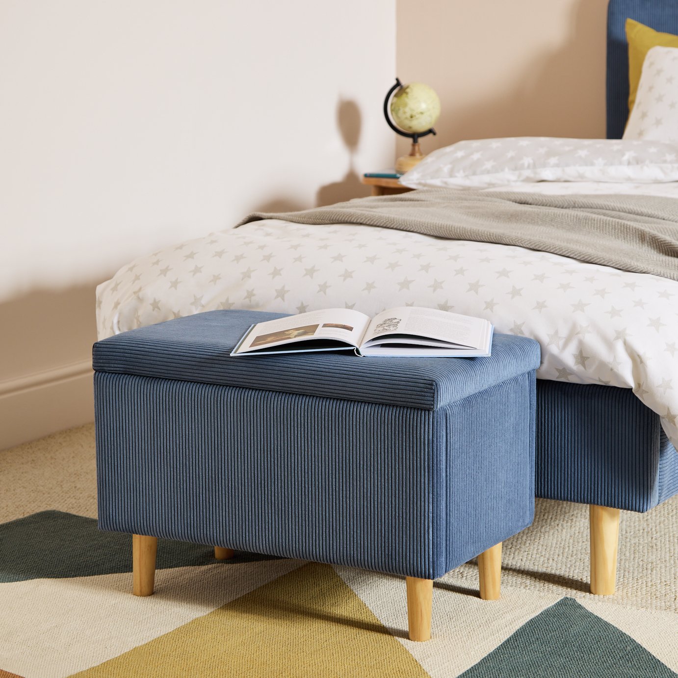 Habitat Arden Cord Fabric Storage Box - Blue