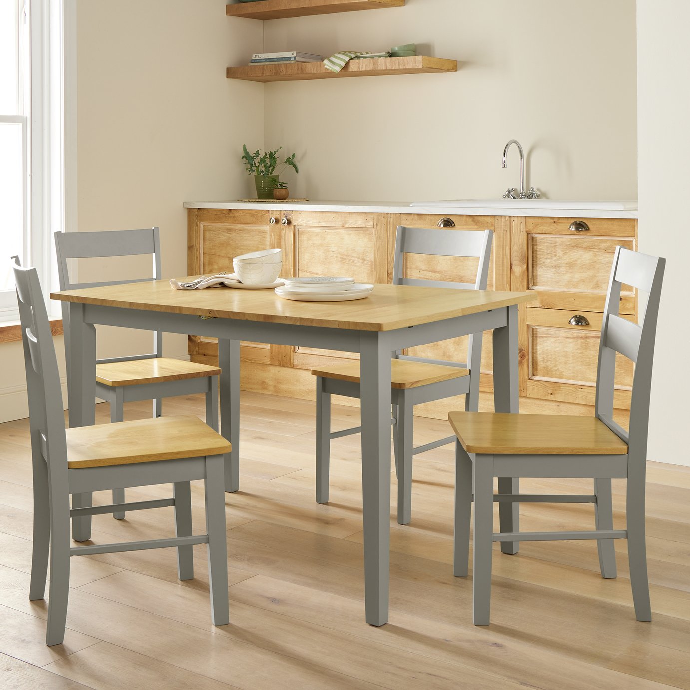 Argos Home Chicago Extend Grey Dining Table & 4 Chairs