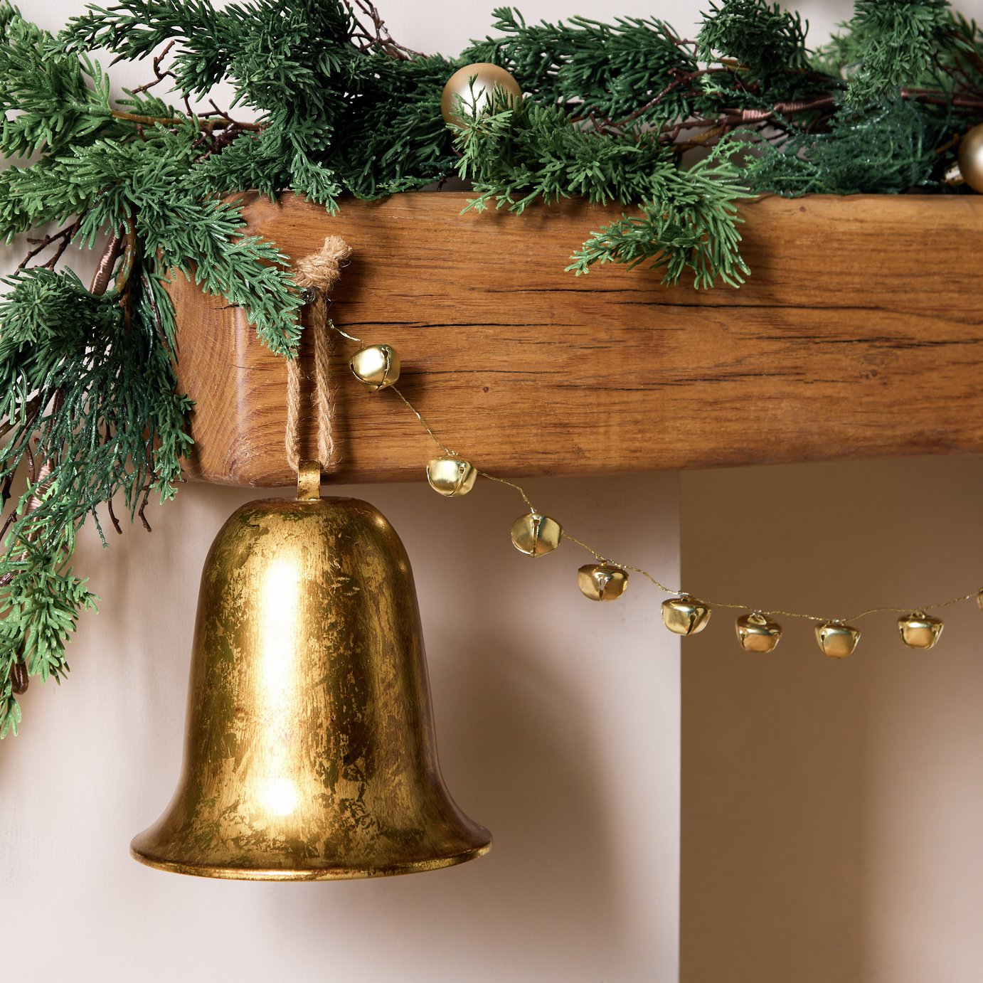 Habitat Vintage Gold Christmas Bell Hanging Decoration