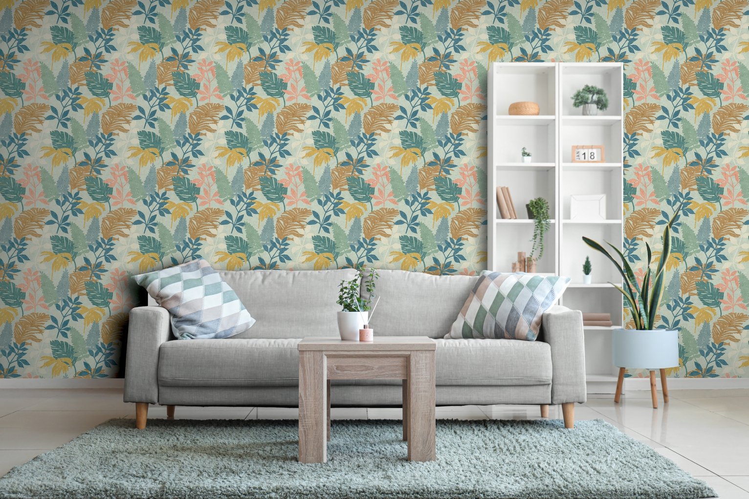 Arthouse Esselle Fun Leaf Mutli Wallpaper - Blue
