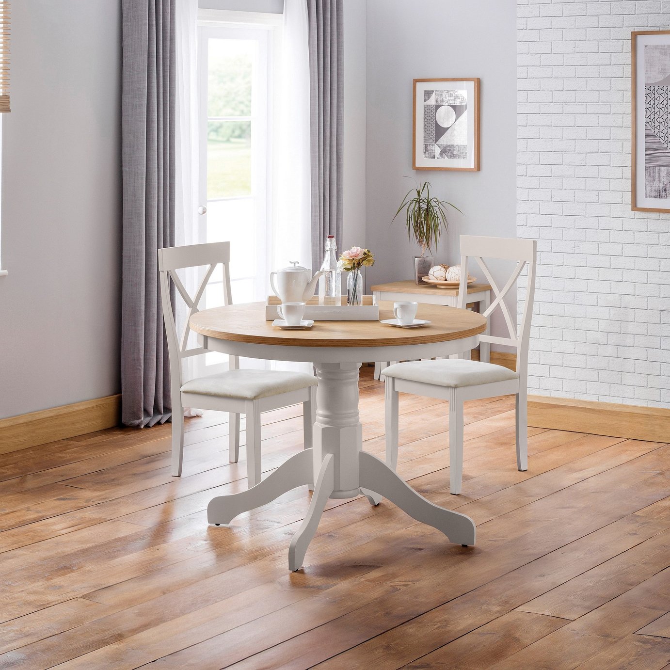 Julian Bowen Davenport Solid Wood 4 Seater Dining Table-Grey