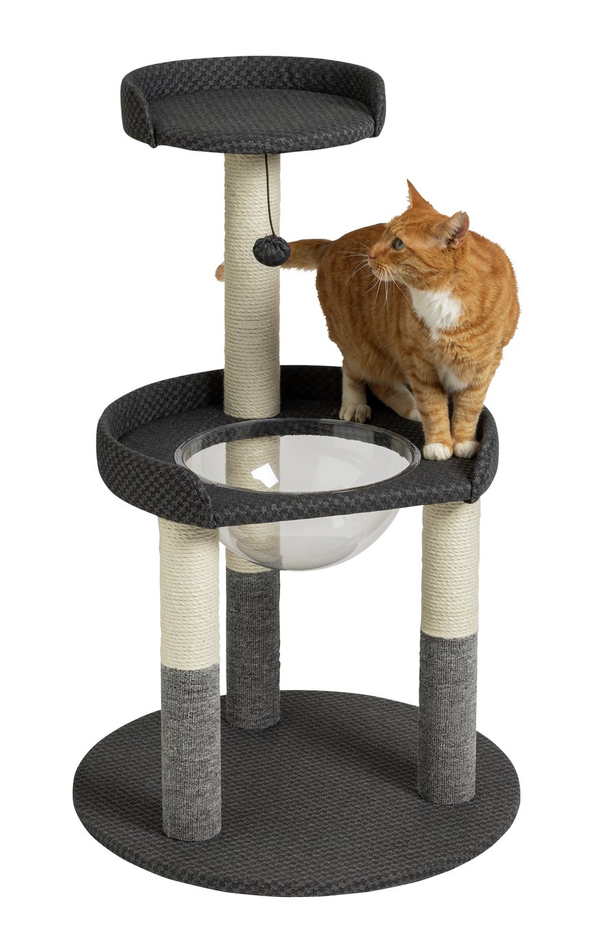 4 Pillar Grey Cat Scratch Jute Post with Plastic Bed