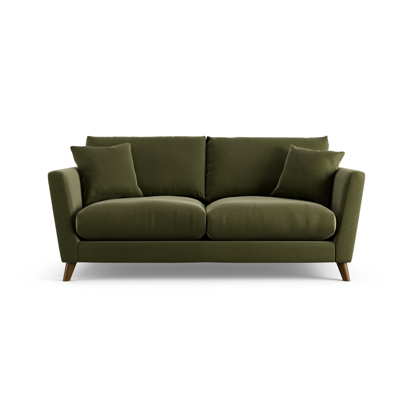 Habitat Lomond Velvet 3 Seater Sofa - Moss Green - Dark Leg