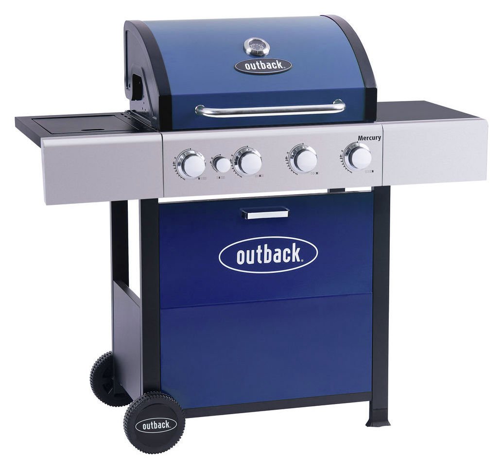 Outback Mercury 4 Burner Gas BBQ - Blue