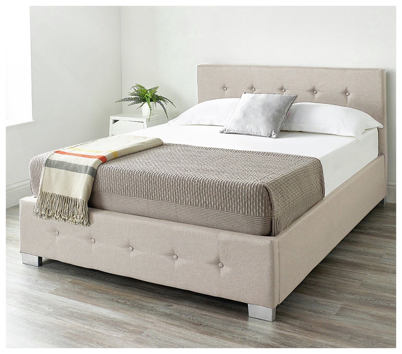 Aspire Single End Lift Ottoman Bed with Mattress - Beige