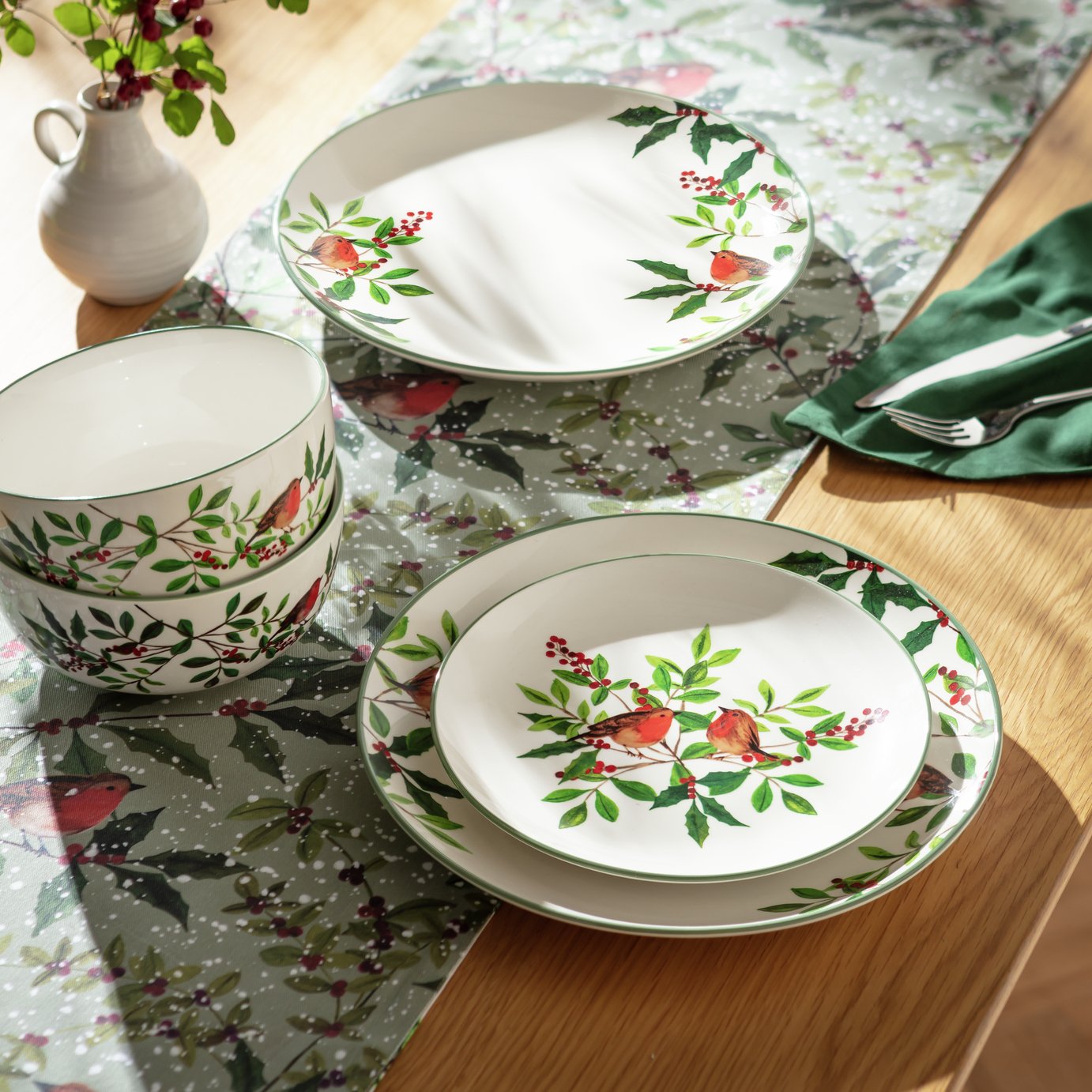 Argos Home Robin 12 Piece Stoneware Dinner Set