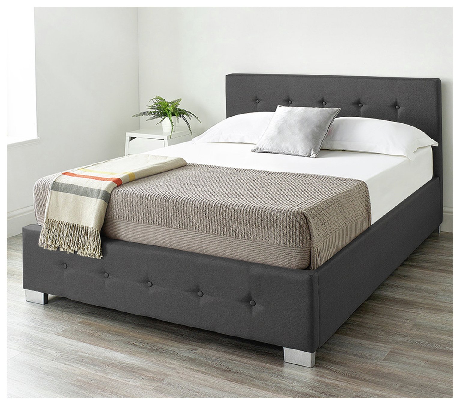 Aspire Fabric End Lift Superking Ottoman Bed - Black