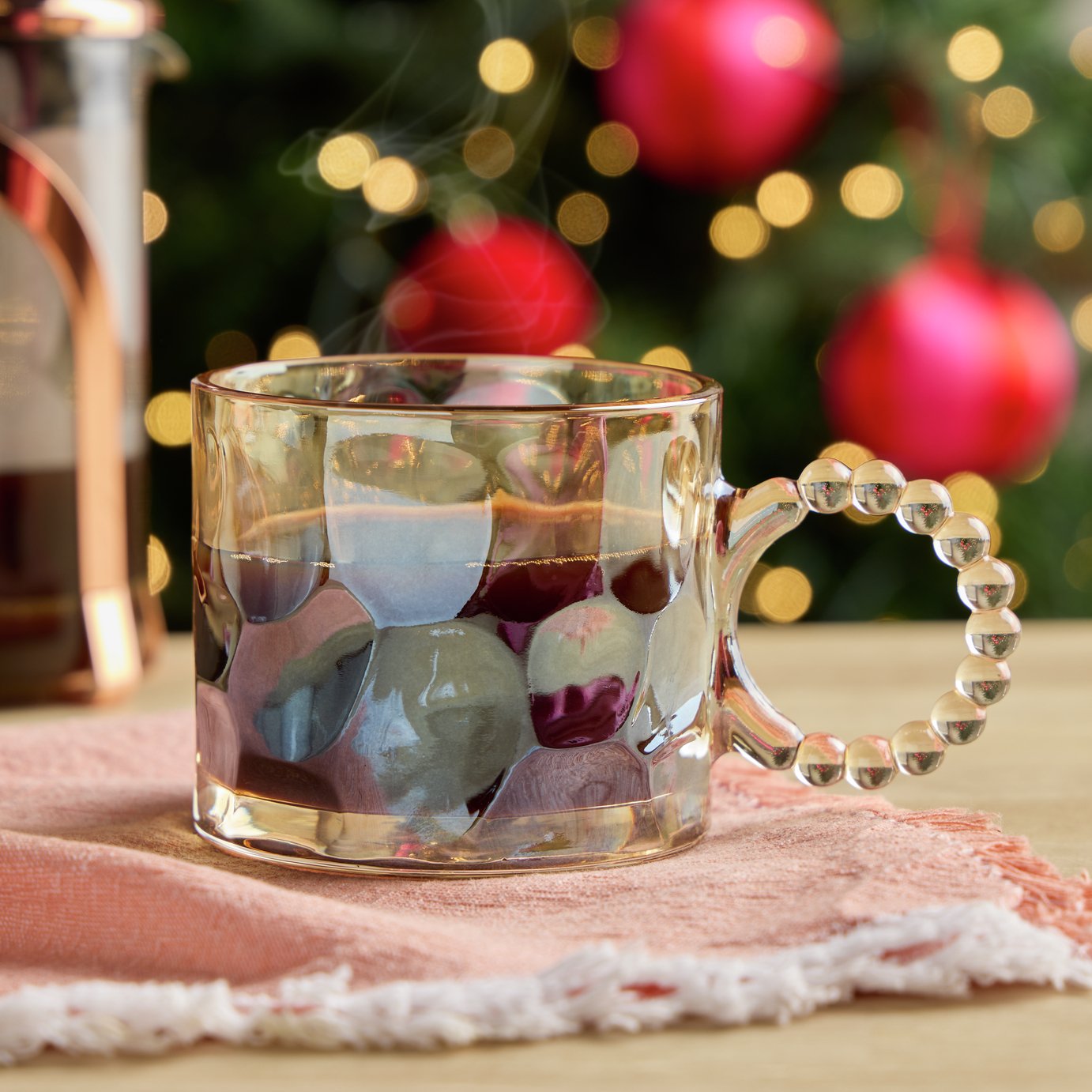 Argos Home Translucent Glass Mug with Beaded Handle