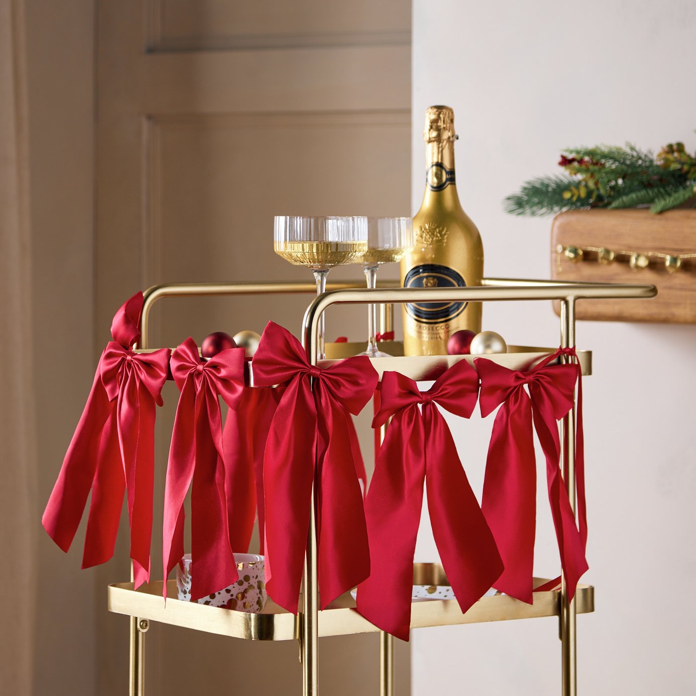 Habitat Red Satin Bow Garland
