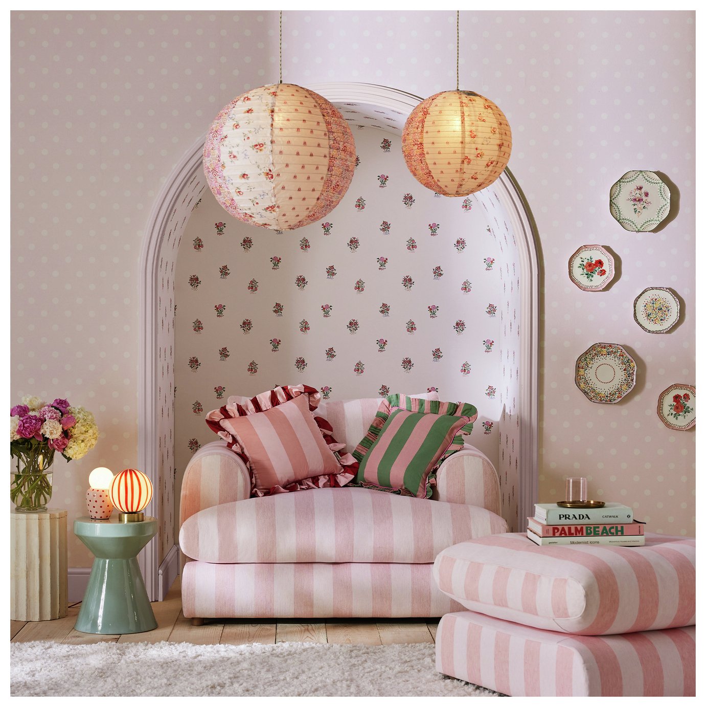 Cath Kidston Button Spot Pink Wallpaper
