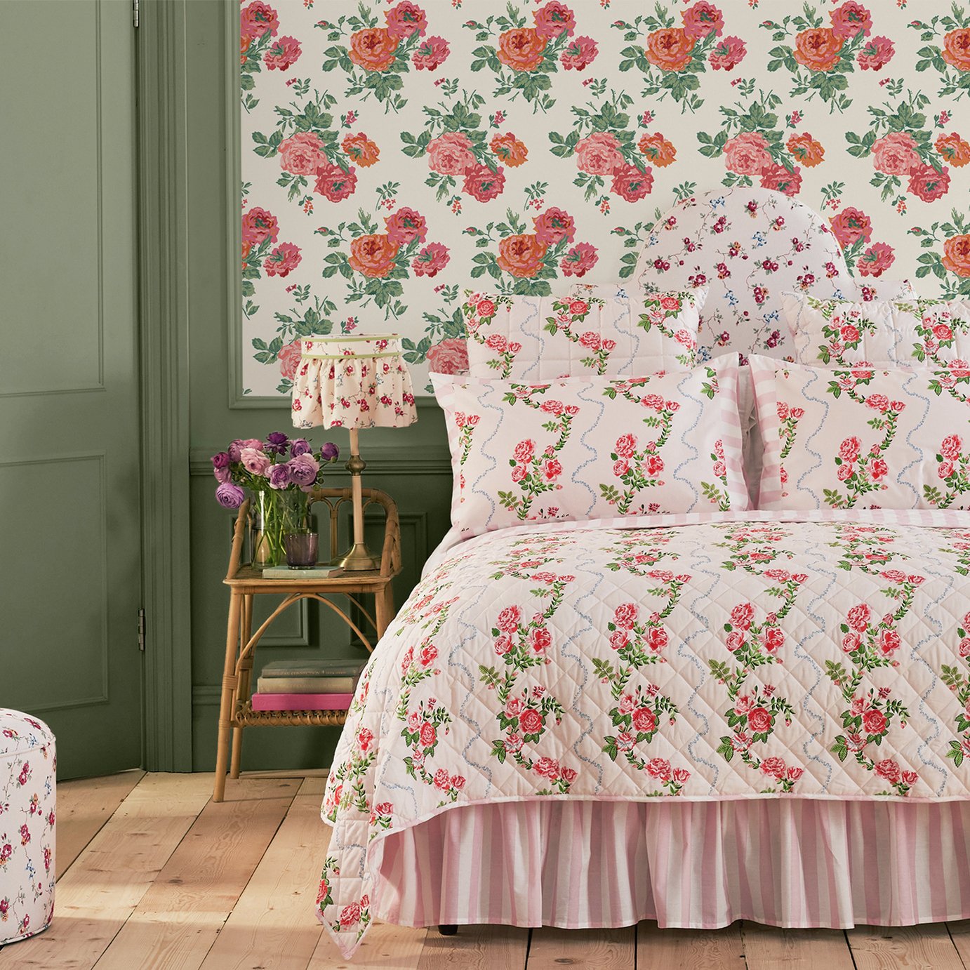 Cath Kidston Archive Rose Pink Blooms Wallpaper