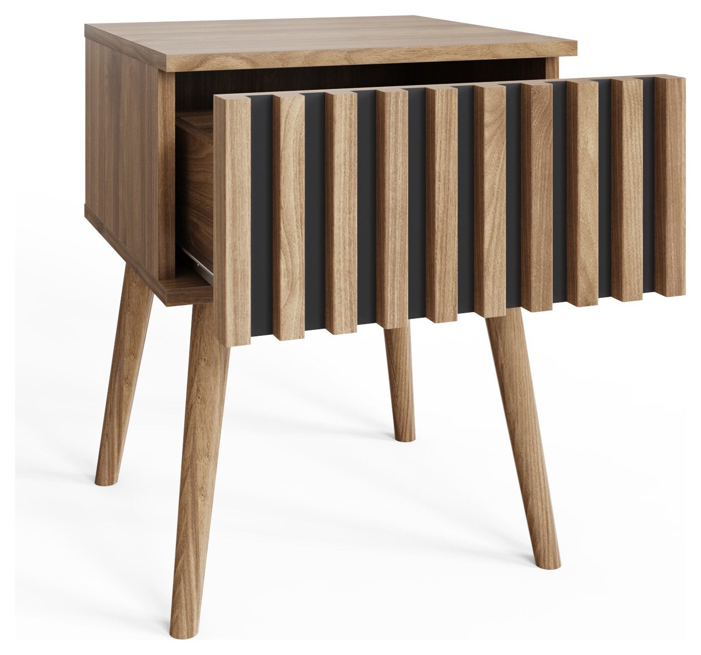 GFW Louvered 1 Drawer Side Table - Natural