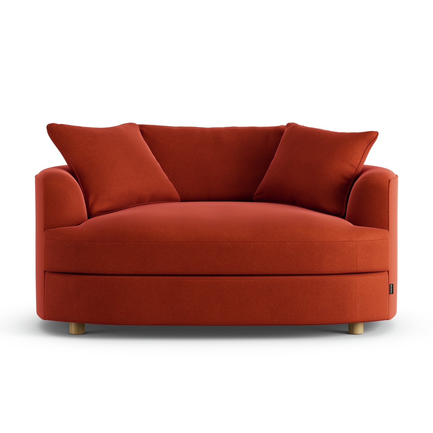 Habitat Sacha Velvet Cuddle Chair - Burnt Orange - Ash Leg
