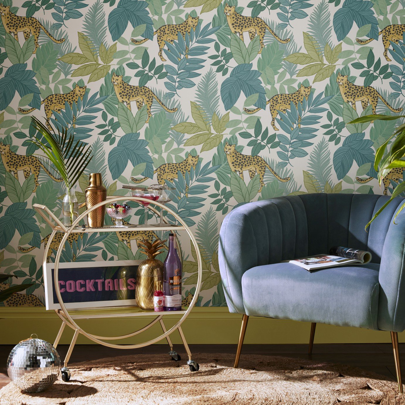 Envy Cheetin Day Jungle Theme Wallpaper - Green