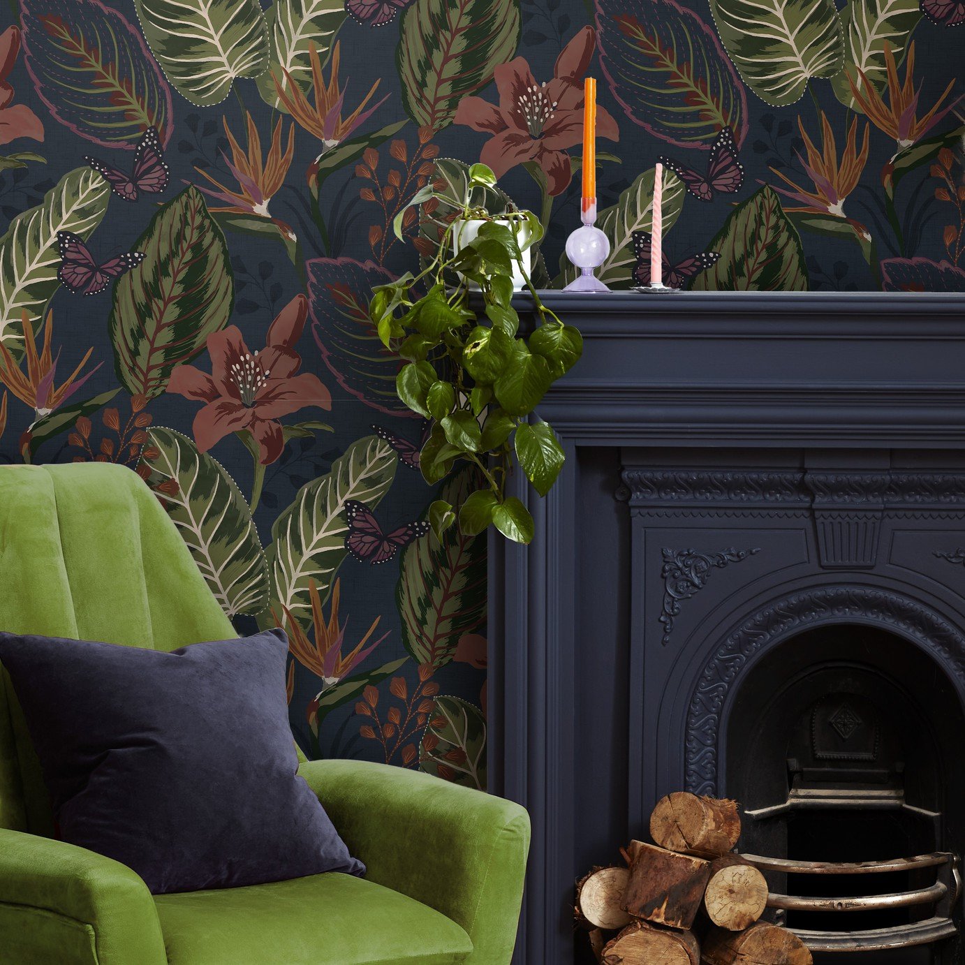 Envy Eden Night Themed Wallpaper - Navy Blue