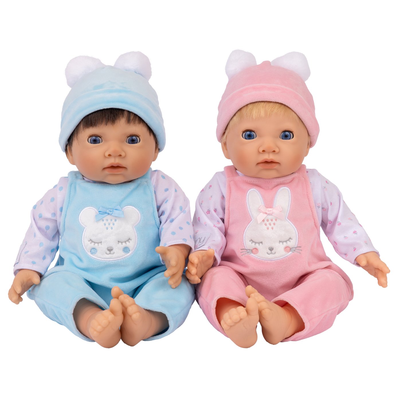 Tiny Treasures 17 Inch Bunny And Bear Twins Baby Dolls