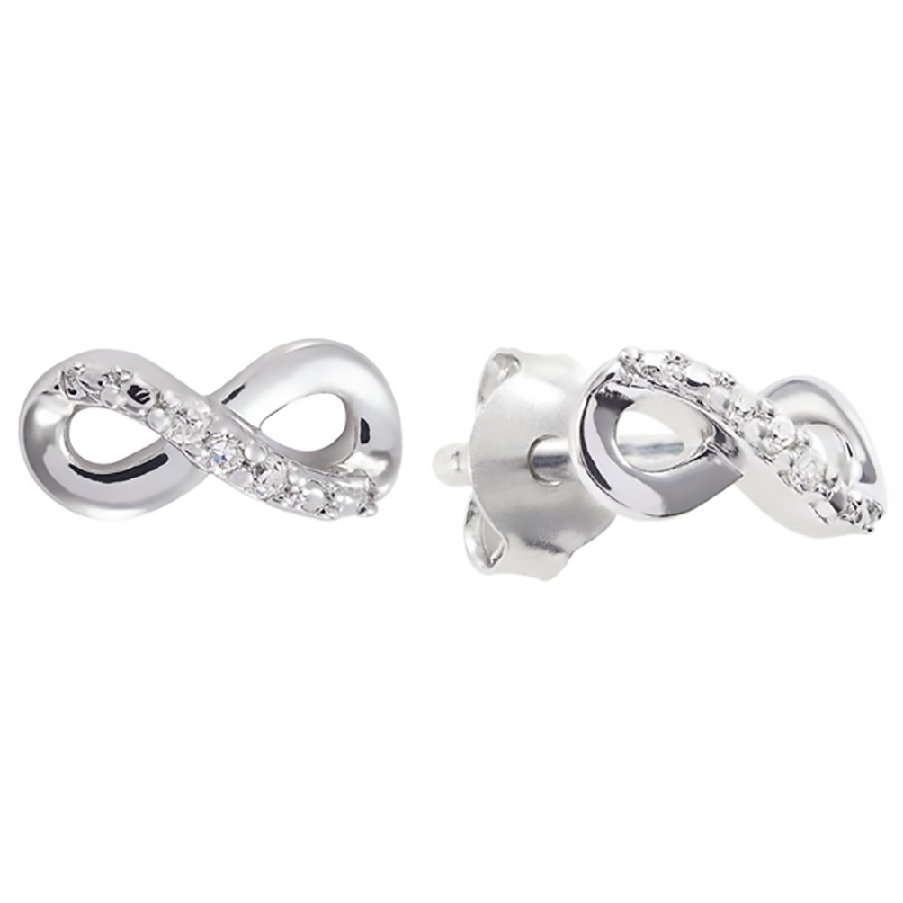 Revere Sterling Silver 0.02ct tw Diamond Infinity Studs