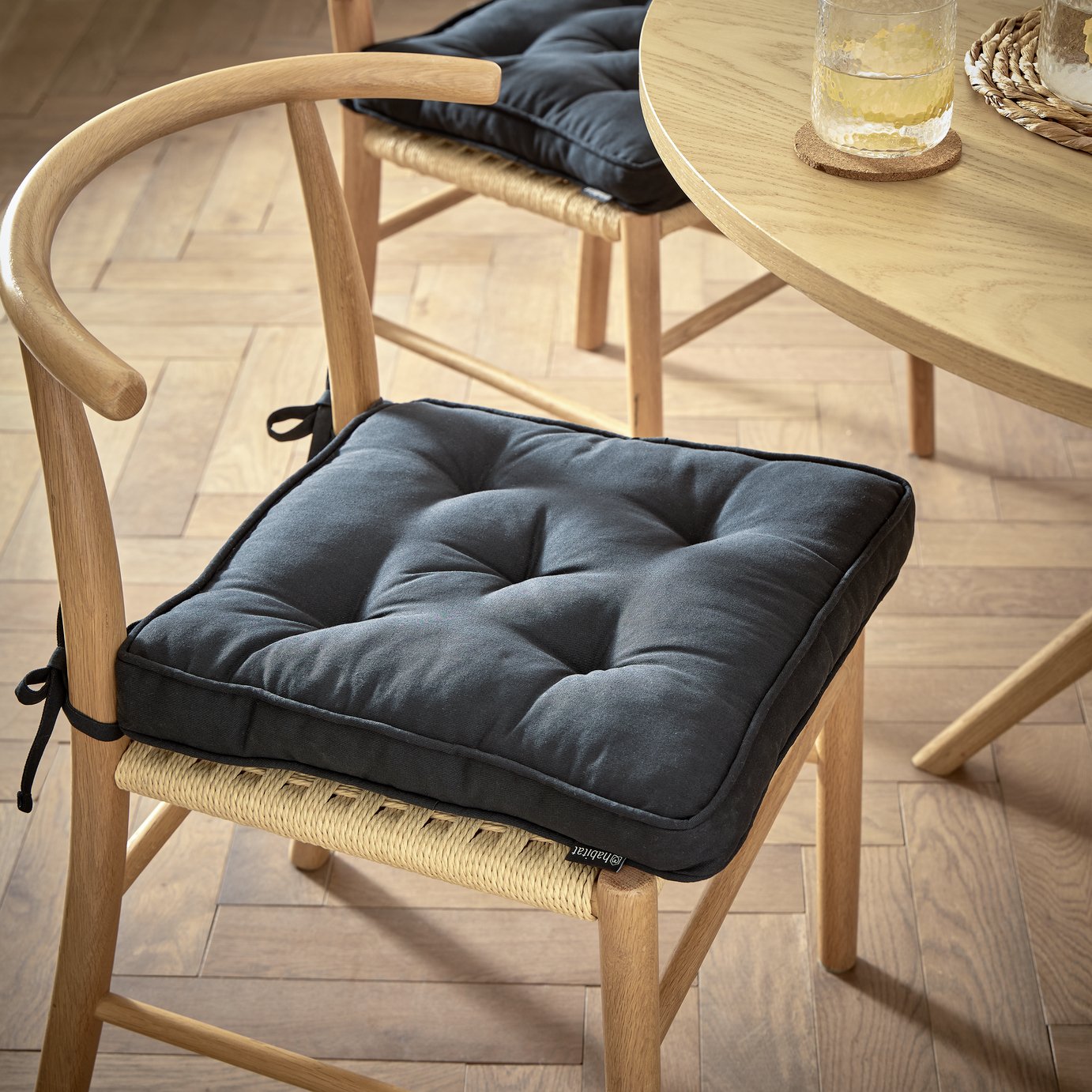 Habitat Set of 2 Seat Cushions - Black