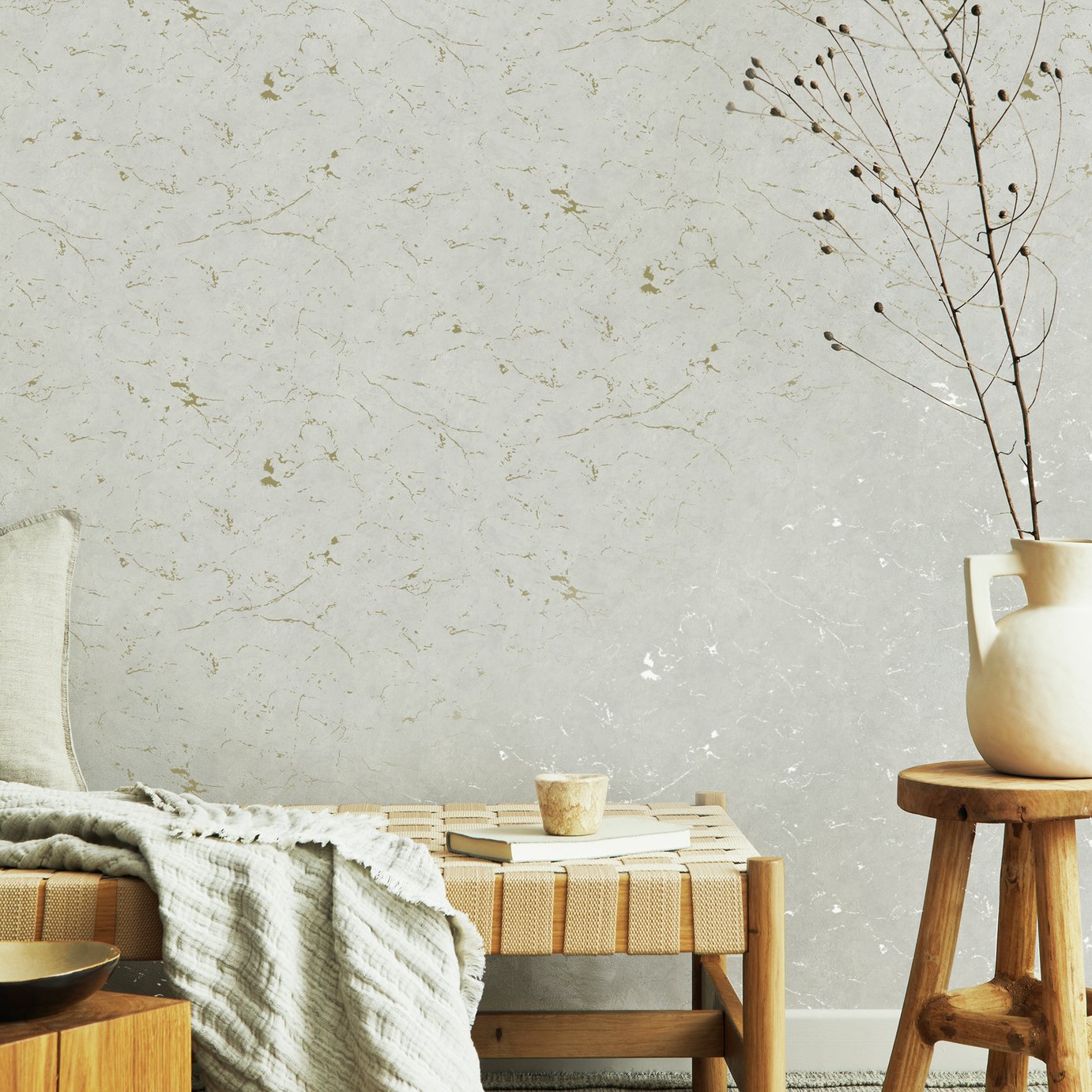 Superfresco Easy Gilded Plaster Wallpaper - Neutral