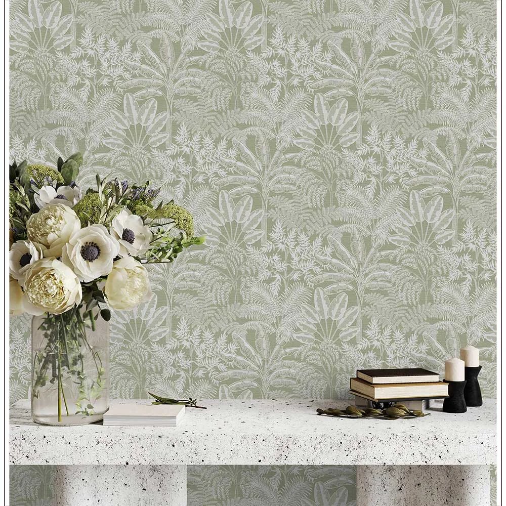 Superfresco Easy Intrigue Wallpaper - Sage Green