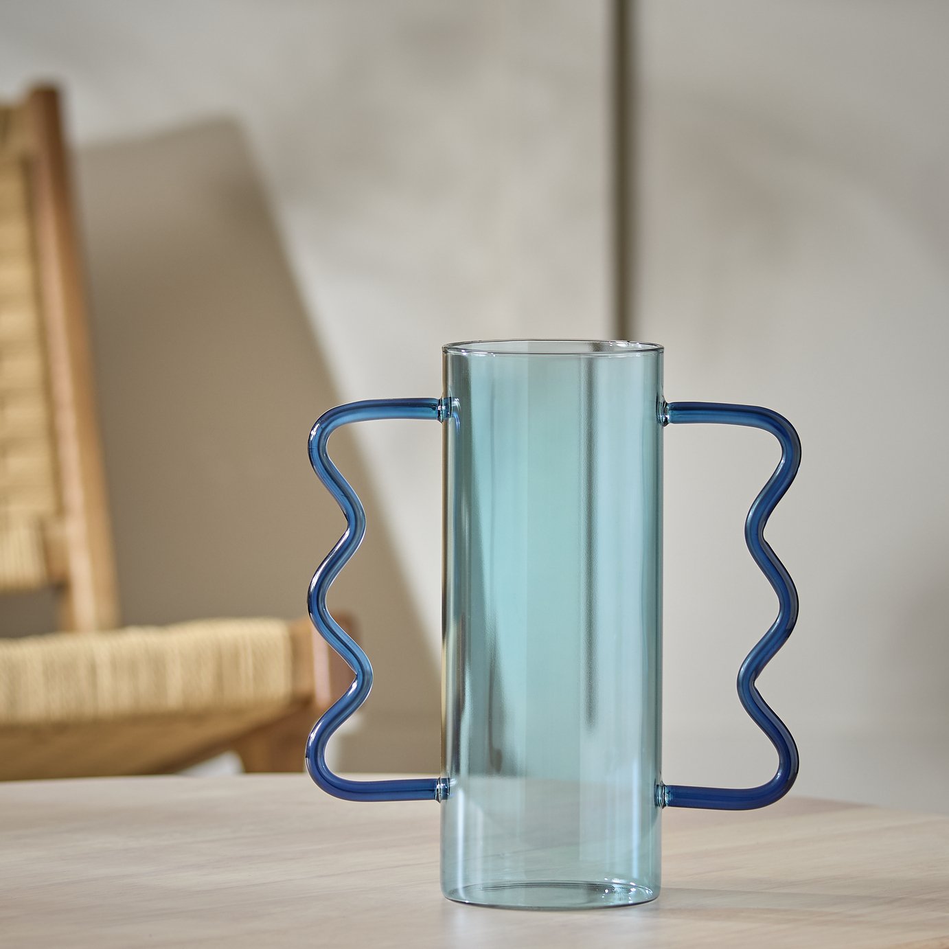 Habitat Wiggle Handled Glass Vase - Blue 