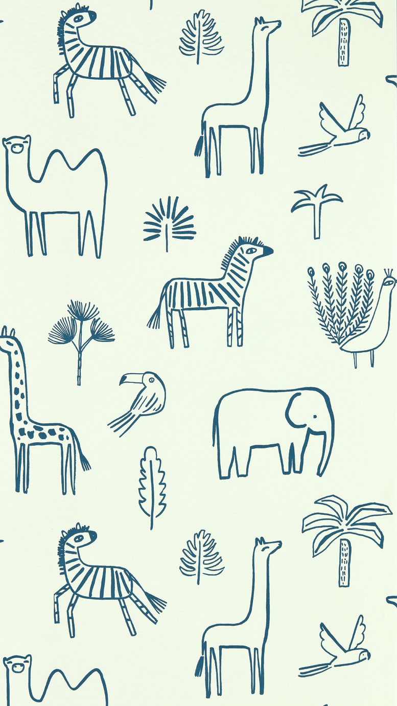 Harlequin Kids Funky Jungle Blue Wallpaper