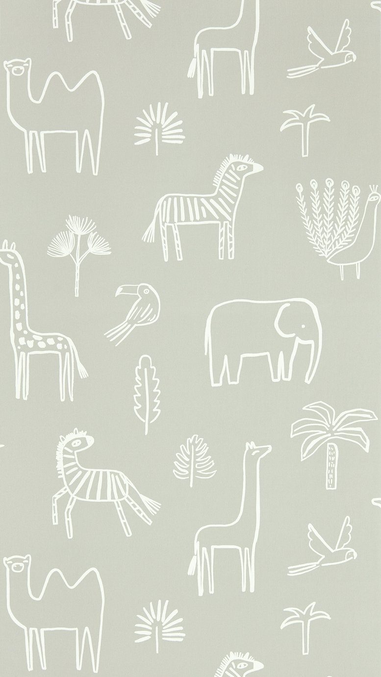 Harlequin Kids Funky Jungle Stone Grey Wallpaper