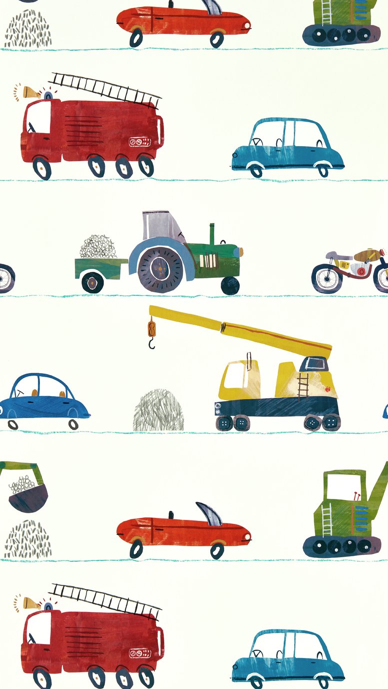 Harlequin Kids Just Keep Trucking Multi Coloured Wallpaper