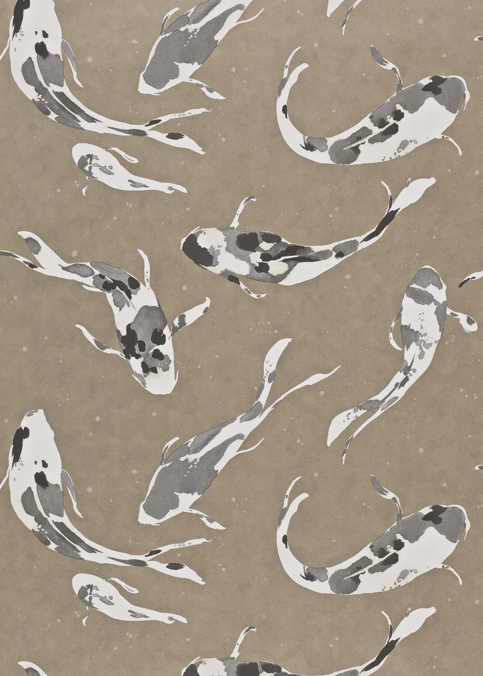 Harlequin Koi Metal Brown Wallpaper