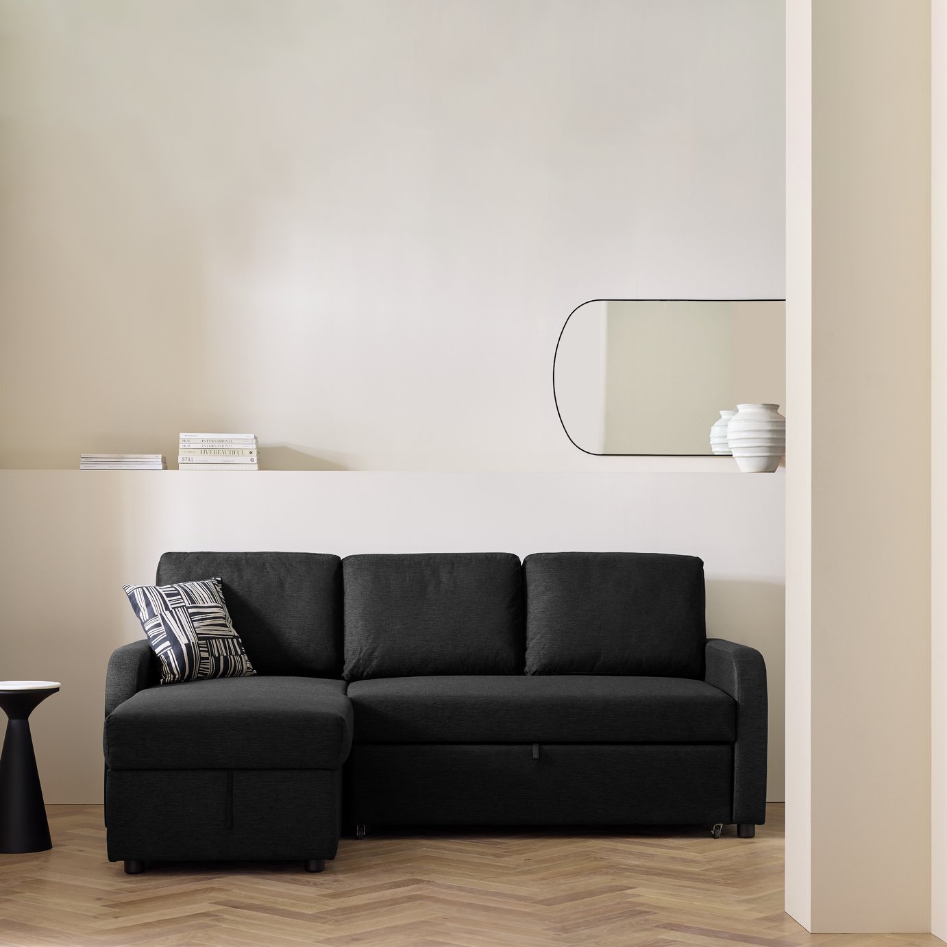 Habitat Carter Left Hand Storage Corner Sofa Bed - Charcoal