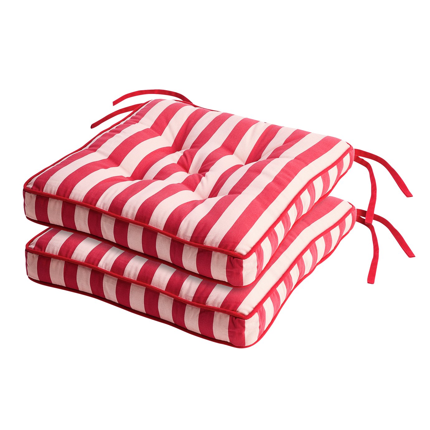 Habitat Striped Pack of 2 Seat Cushion - Red