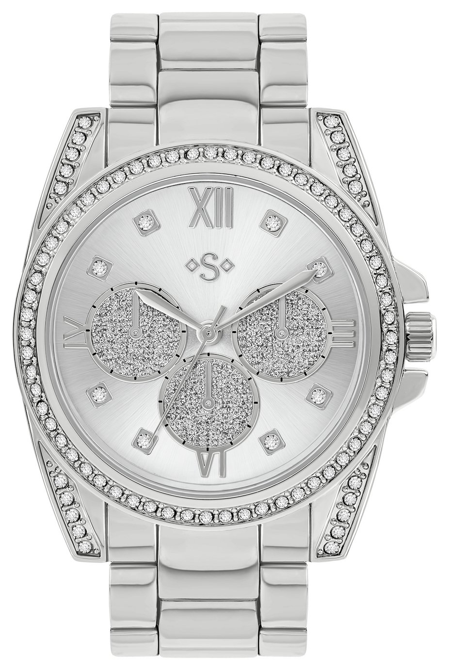 Spirit Ladies Silver Tone Stone Set Bracelet Watch