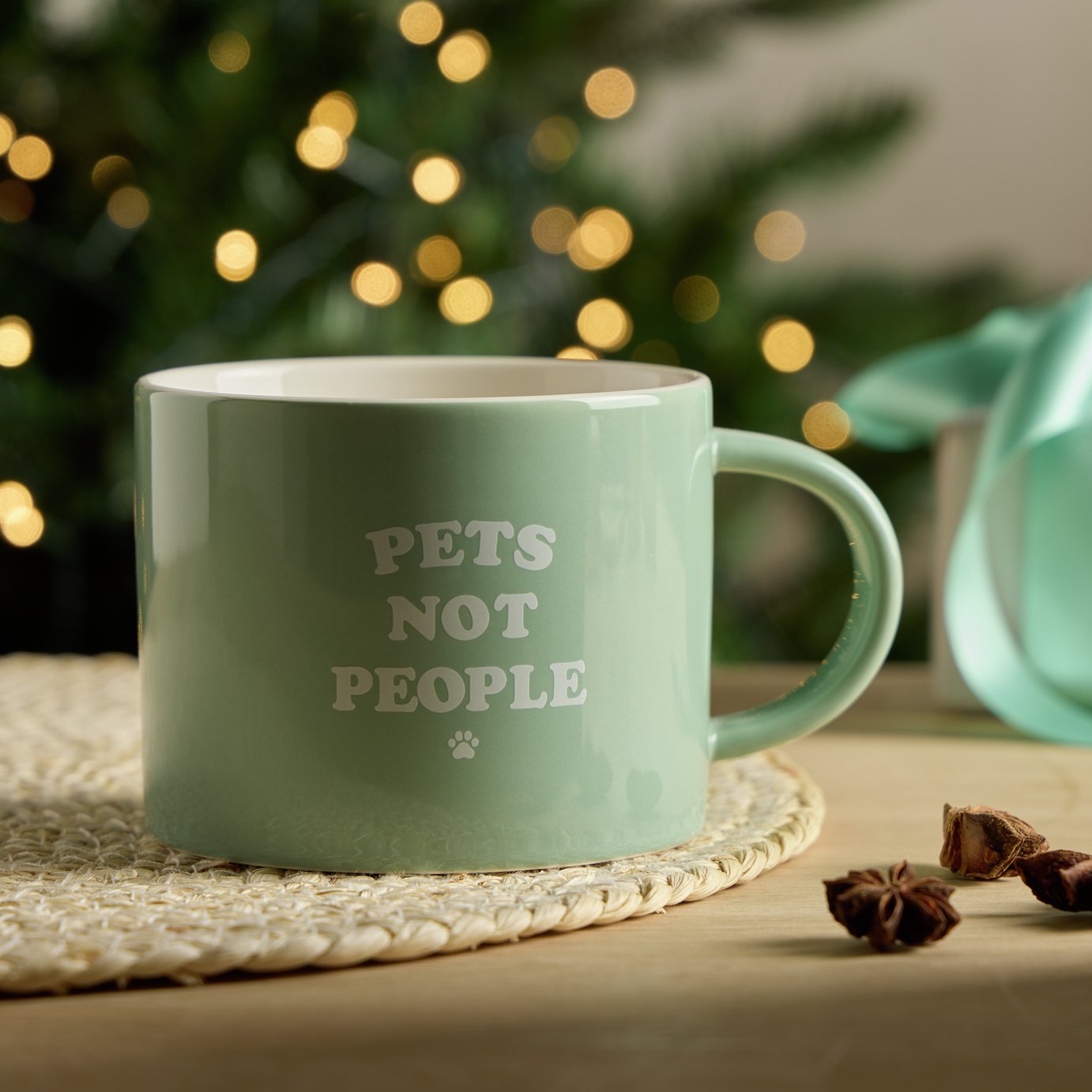 Argos Home Pets Not People Mug - Sage Green