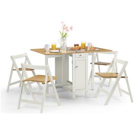 Julian Bowen Savoy Dining Table & 4 Chairs - White & Natural