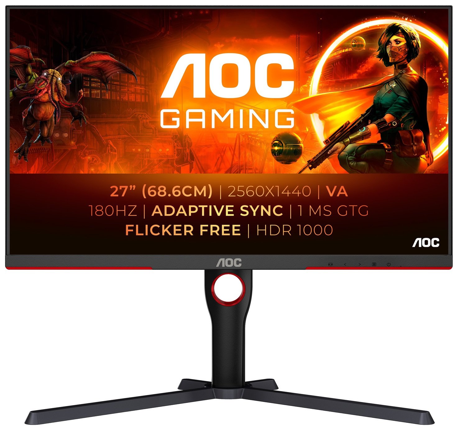 AOC Q27G3XMN/BK 27 Inch 180Hz QHD Gaming Monitor