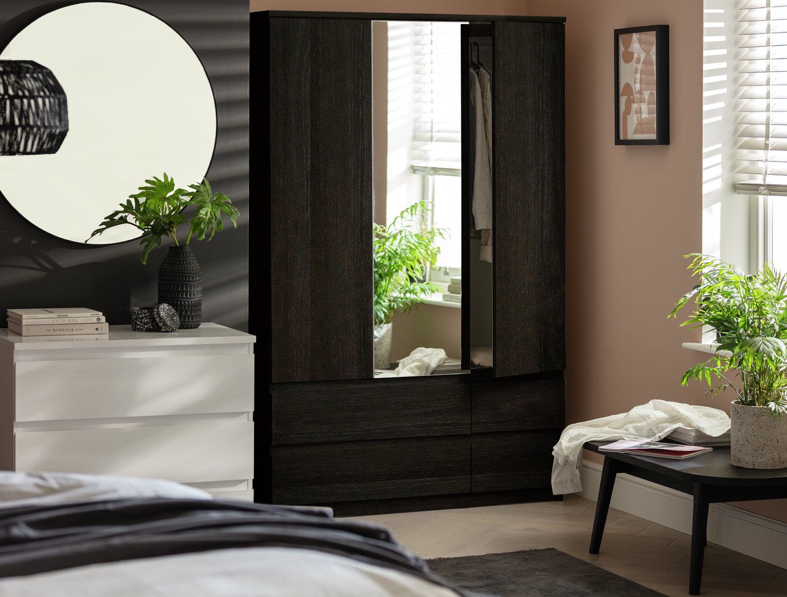 Argos Home Jenson 4 Drawer 3 Door Mirror Wardrobe