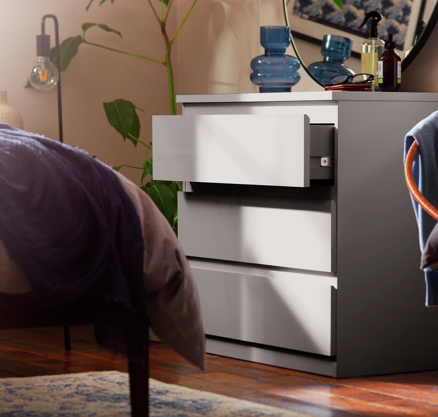 Argos Home Jenson 3 Drawer Chest - Grey Gloss