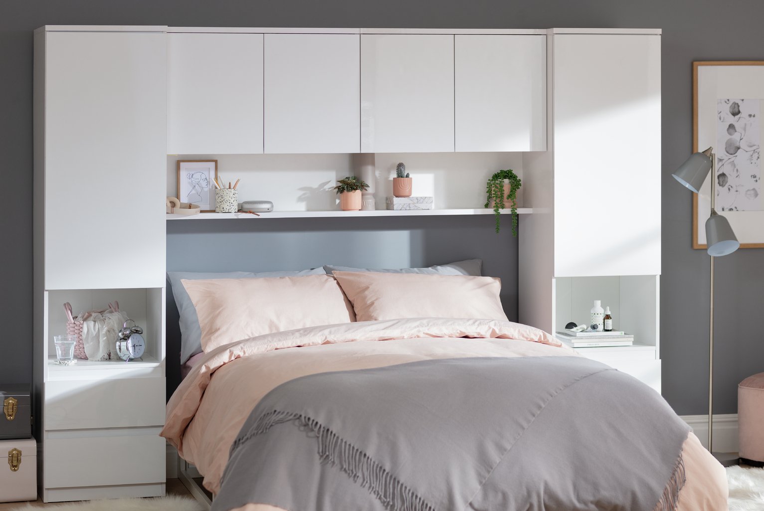 Argos Home Jenson Overbed Unit - White Gloss