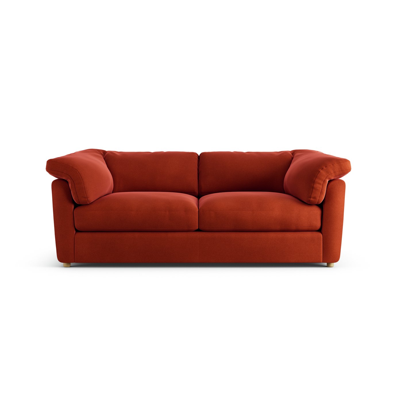 Habitat Wynn Velvet 3 Seater Sofa - Burnt Orange - Ash Leg