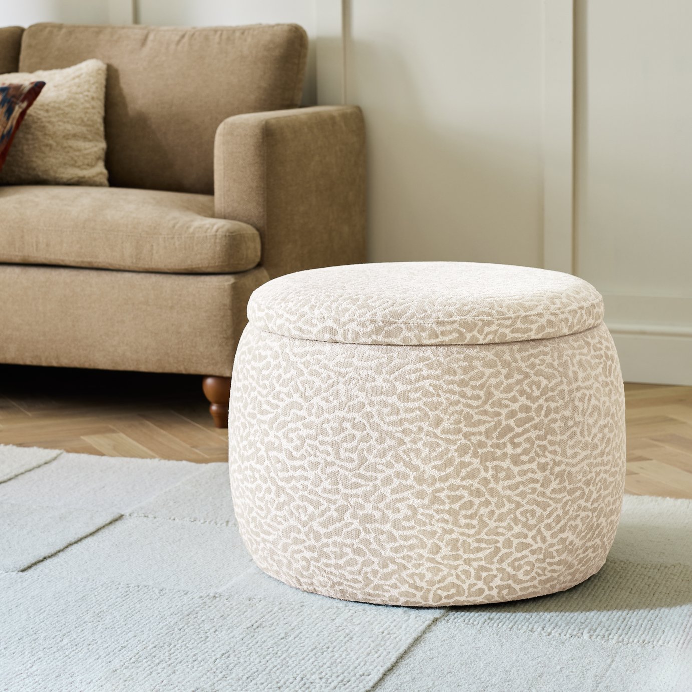 Habitat Cove Fabric Storage Ottoman - Leopard Print