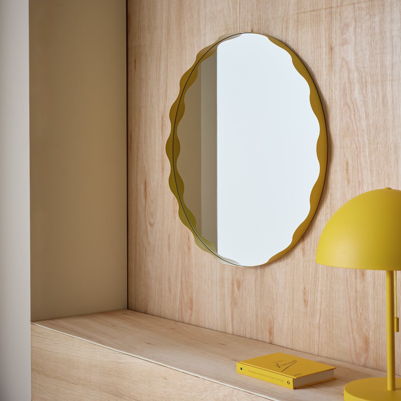 Habitat Yellow Round Wall Mirror - 60x60cm
