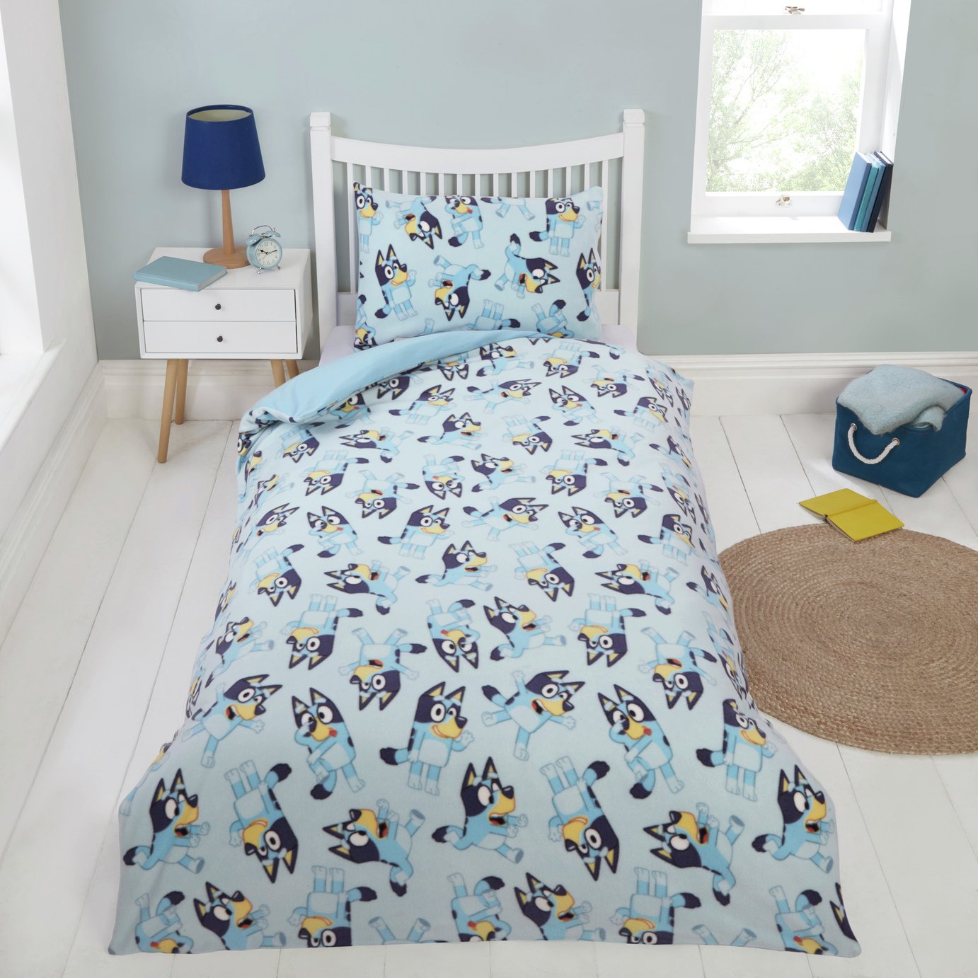 Bluey Mischief Fleece Blue Kids Bedding Set - Single