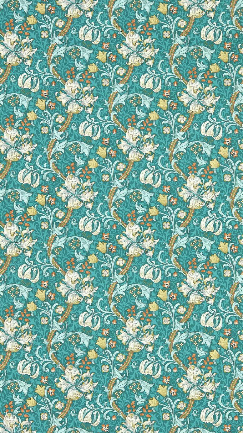 Clarke & Clarke Golden Lily Teal Blue Wallpaper