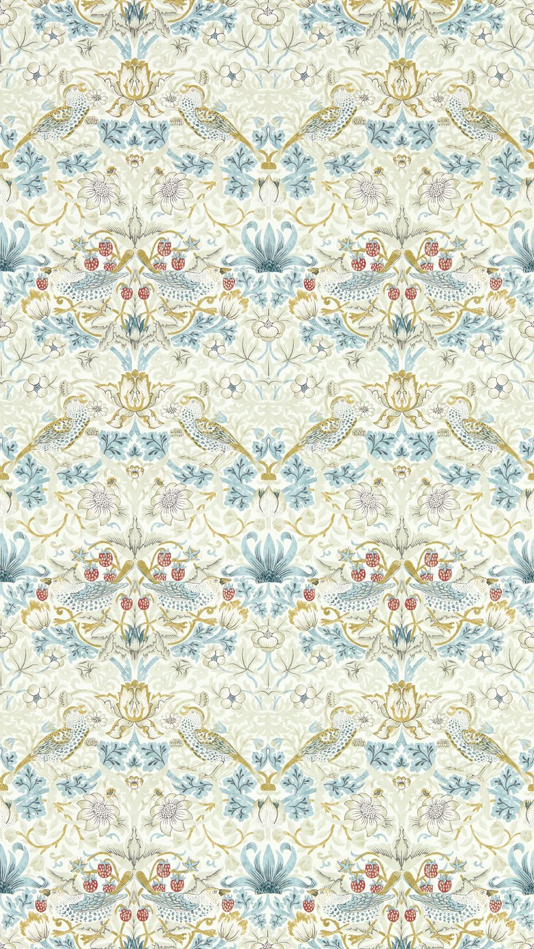 Clarke & Clarke Strawberry Thief Linen Plum Cream Wallpaper